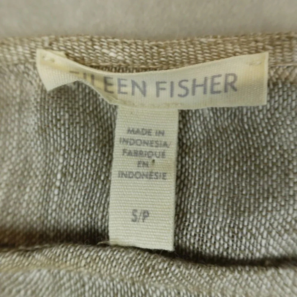 Eileen Fisher Tunic Organic Linen Square Top Boxy Fit Beige Size Small